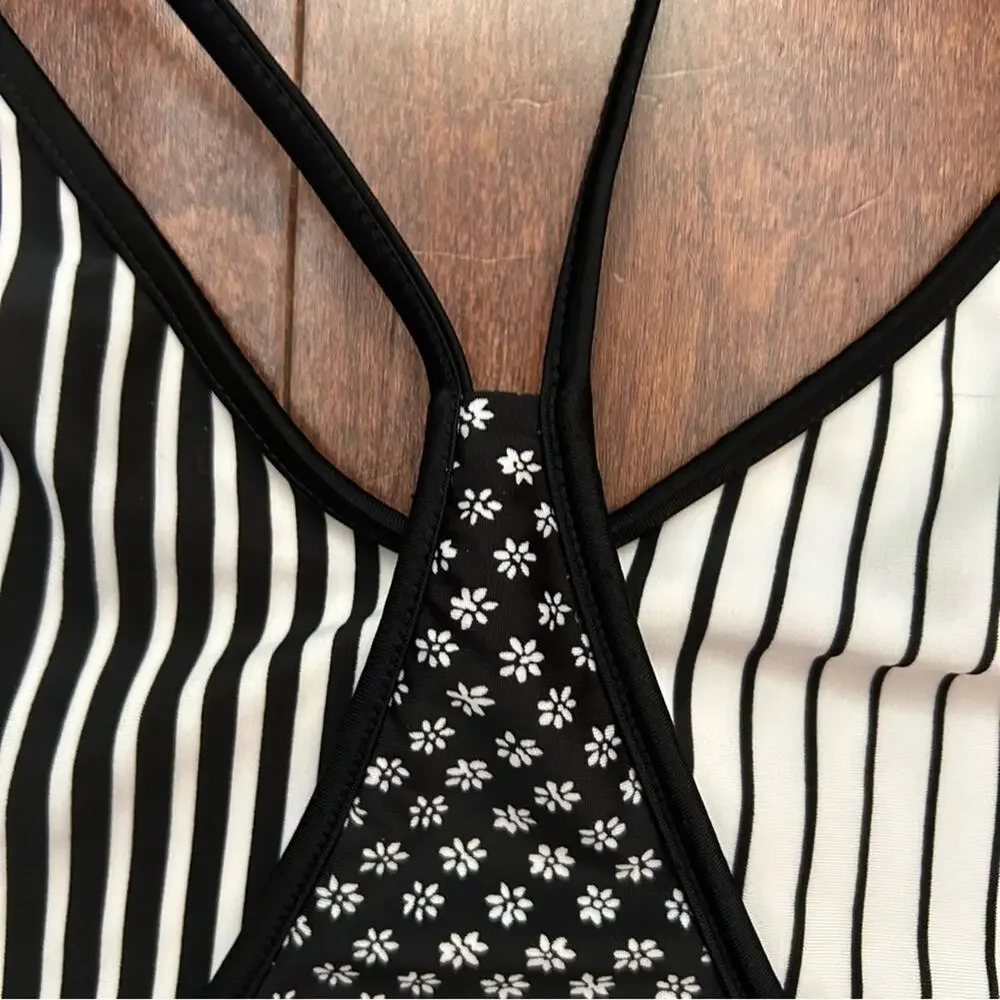 Volcom Reversible Striped Black and White Women’s One Piece, Size XS